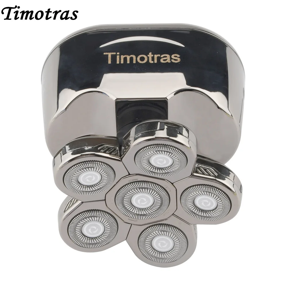 

Timotras 6 In 1 4D Men's Rechargeable Bald Head Electric Shaver 6 Floating Heads Beard Nose Ear Hair Trimmer Razor Clipper