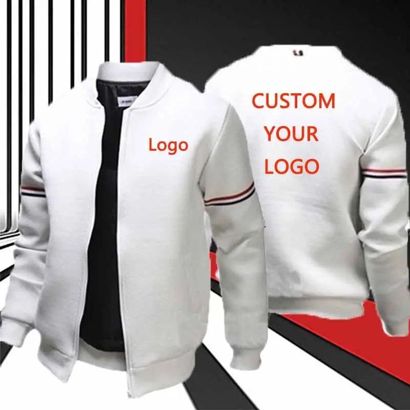 

Custom Logo Jacket Fashion Men Solid Color Jacket Autumn Long Sleeve Slim Fit Casual Sport Zip Outdoor Tops Coat 2022