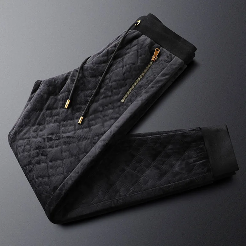 

Light luxury zipper winter corduroy casual pants men's sports thickened ground fur warm men's trend sweatpants