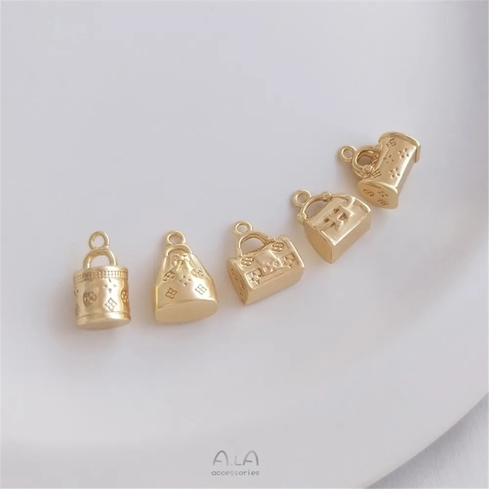 

14K gold monogram handbag case fashionable bag pendant DIY handmade jewelry pendant
