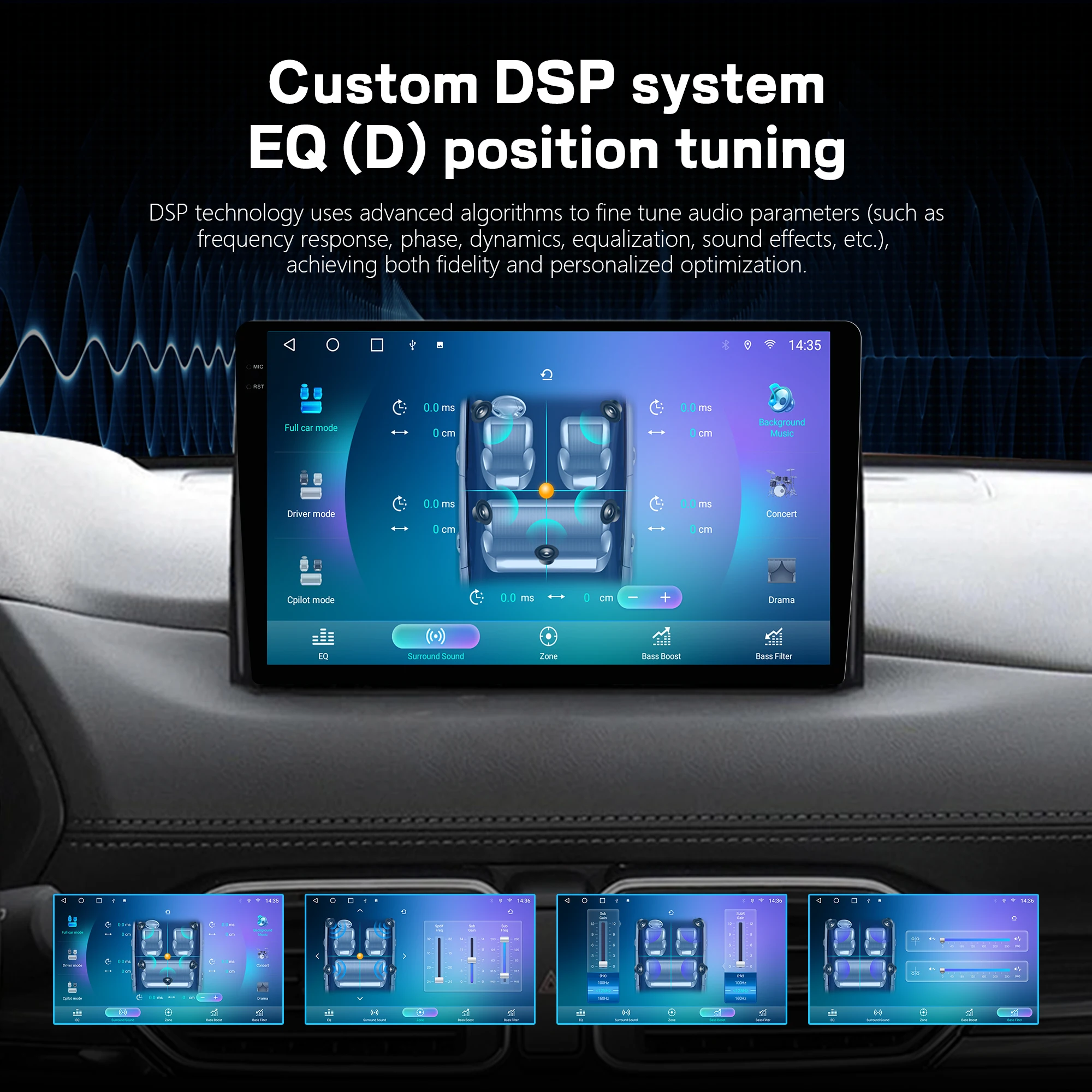 Фото Автомагнитола Penhui Android 2 Din для Hyundai Santa Fe 4 2020-2023 с мультимедийным экраном, DSP, Bluetooth, аудио и CarPlay №3