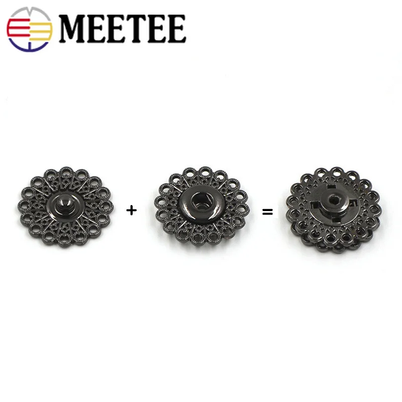 Meetee 10 шт. 21/25 мм Модные металлические цветы полые невидимые кнопки одежда