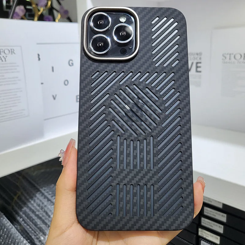

Чехол с отверстием для рассеивания тепла для IPhone 14 Pro Max, чехол из настоящего углеродного волокна, чехол из арамидного волокна для iPhone 14 13 Pro Max, защитный чехол
