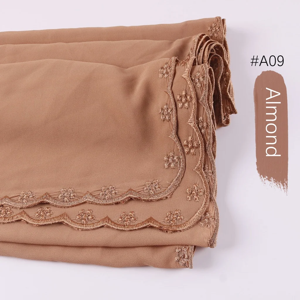 Musilm Women Ladies Premium Heavy Chiffon Bawal Sulam Muslim Embroidery Malaysia Hijab Women's Shawl Sulam