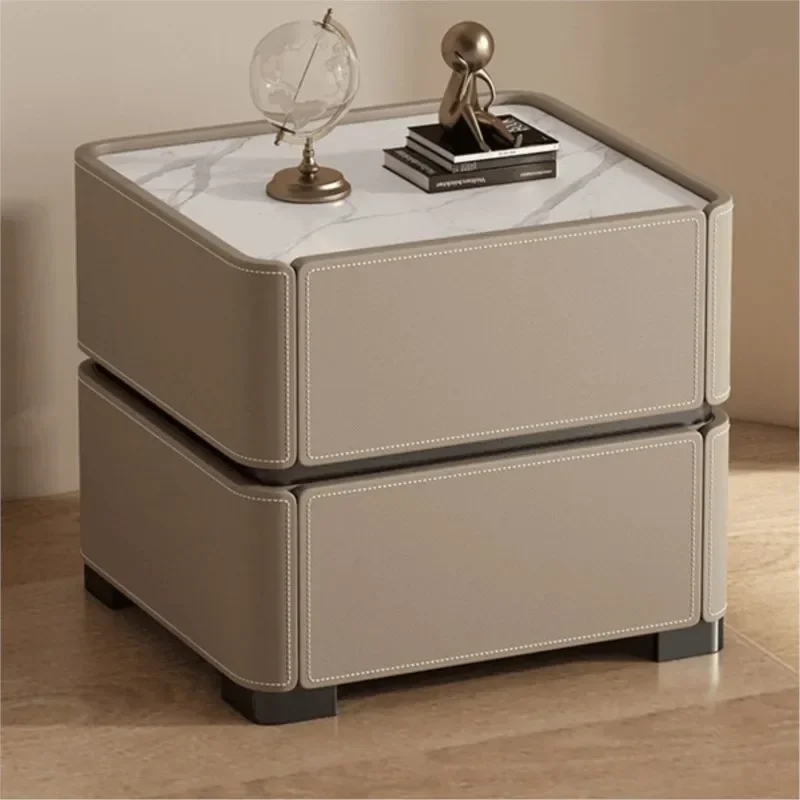 Sattel Leder Neue Nachttisch Moderne Einfache Luxuriöse High-end Teetisch Kreative Massivholz Haushalt Schlafzimmer Lagerung Box