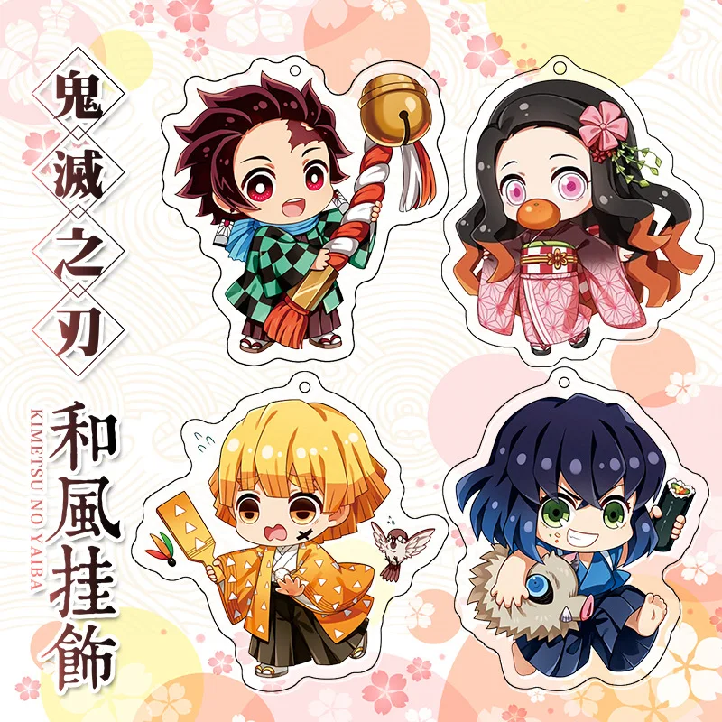 

Anime Demon Slayer Kimetsu No Yaiba Tanjirou Keyrings Acrylic Figure Rengoku Kyoujurou Keychains Kawaii Bags Key Chain Fans Gift