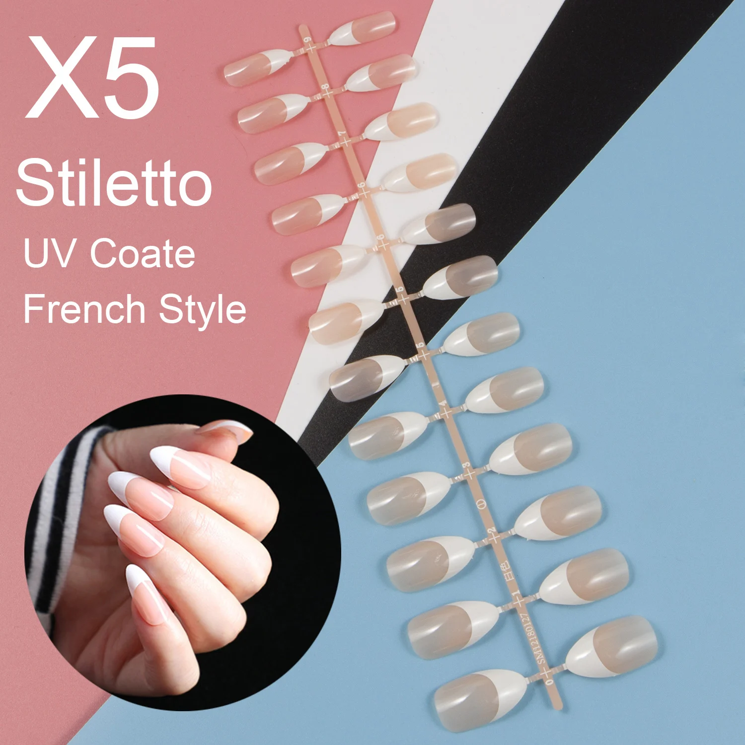 

5 Sets French False Nail Press on Fake Nail Full Cover Short Length Nail DIY Cosas Para Unas Acrilicas Nail Supplies