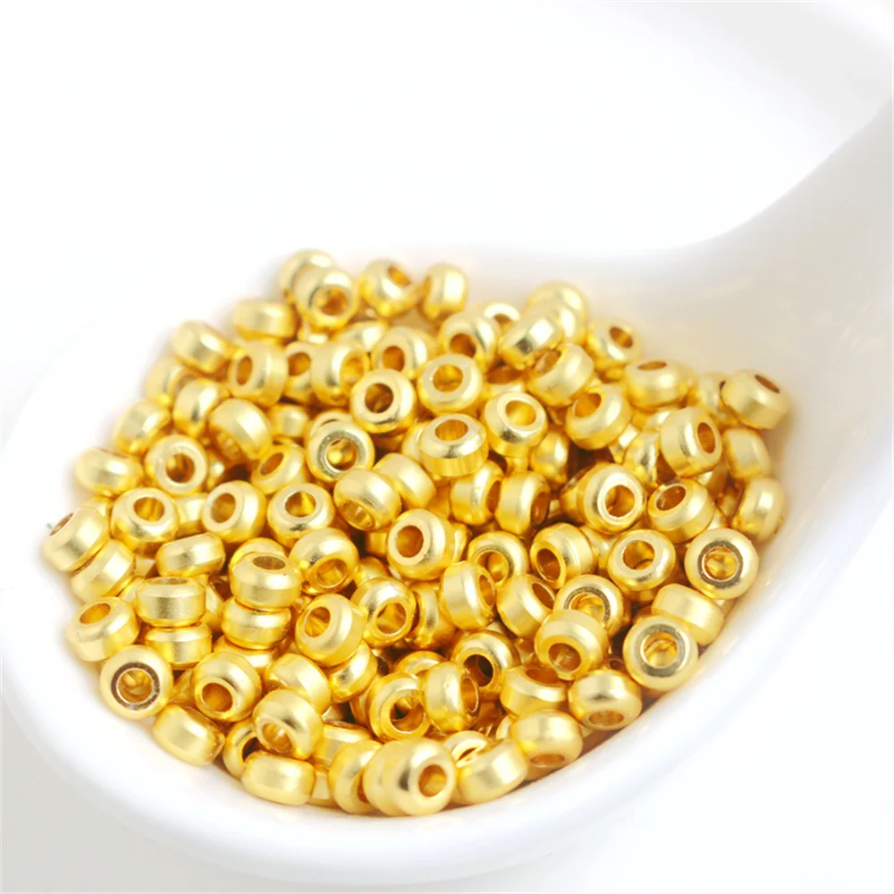 

18K package gold color protection dumb gold 3*5mm large hole septum bead accessories DIY loose bead string bracelet necklace