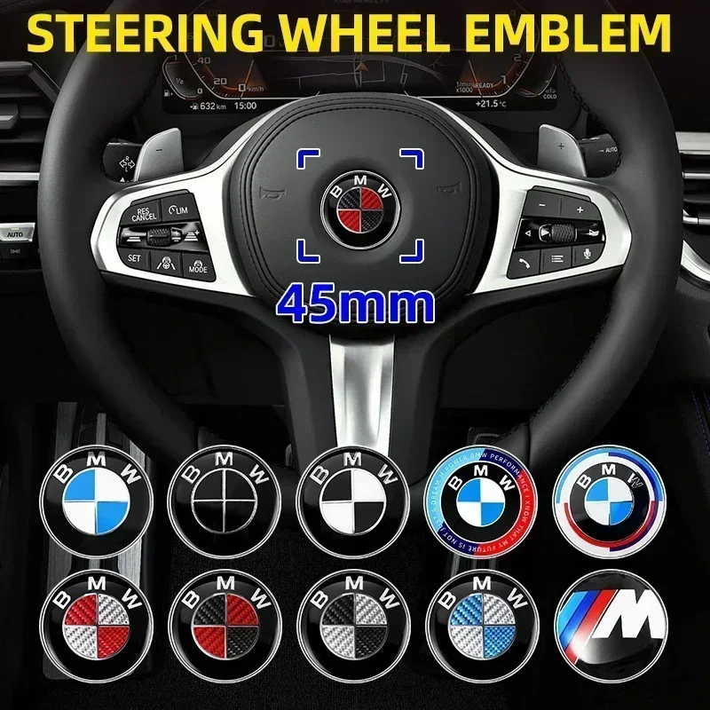 45 мм значок на руль автомобиля эмблема наклейка автостайлинг для BMW 1 3 5 7 серии M