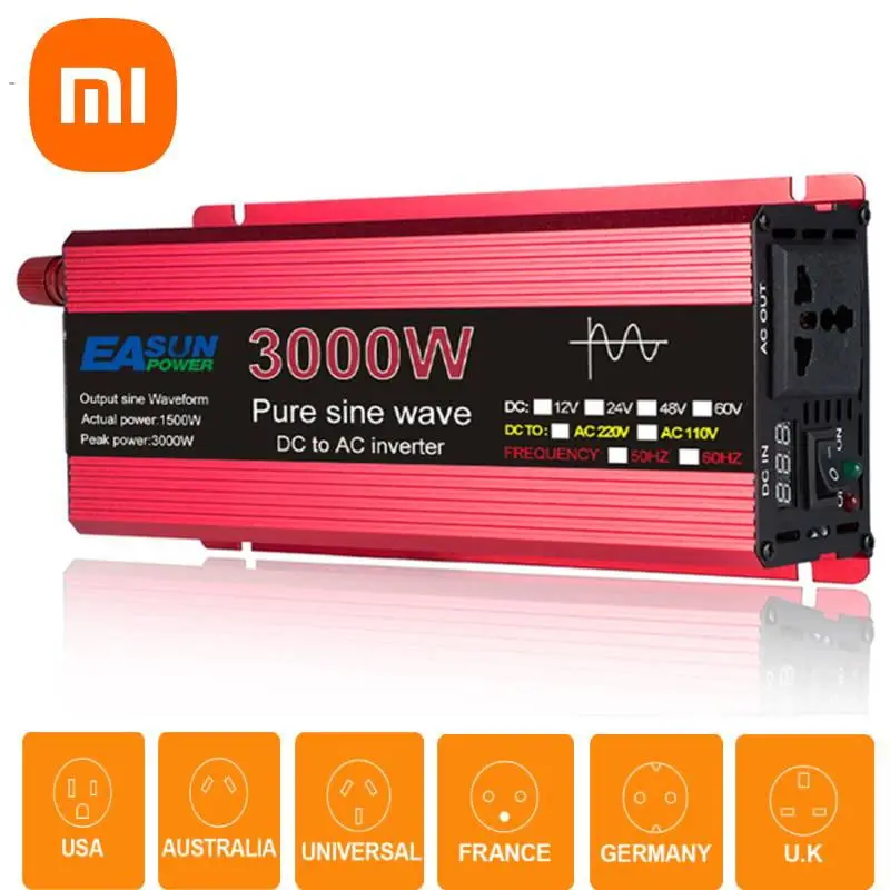 

XIAOMI Pure Sine Wave Inverter DC 12v/24v To AC 110V/220V 1000W 1600W 2000W 3000W Portable Power Bank Converter Solar Inverters