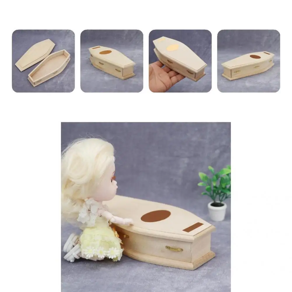 

Реалистичный деревянный гроб в масштабе 1/12, аксессуары, украшение для кукольного домика, гроб для кукольного домика