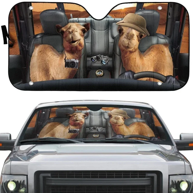 

Car Cute 3D Funnny Camel Drive Pattern Car Sun Shade Windshield UV and Heat Windshield Sun Shade for Car Gloss Sunshade