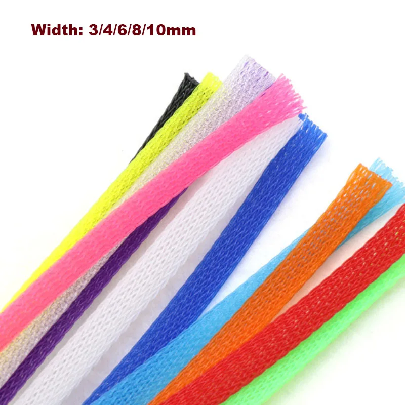 

5Meters Width: 3/4/6/8/10mm Cable Sleeves PET Braid Wire Protecting Nylon Cable Insulation Sheathing Braided Cotton Yarn Net