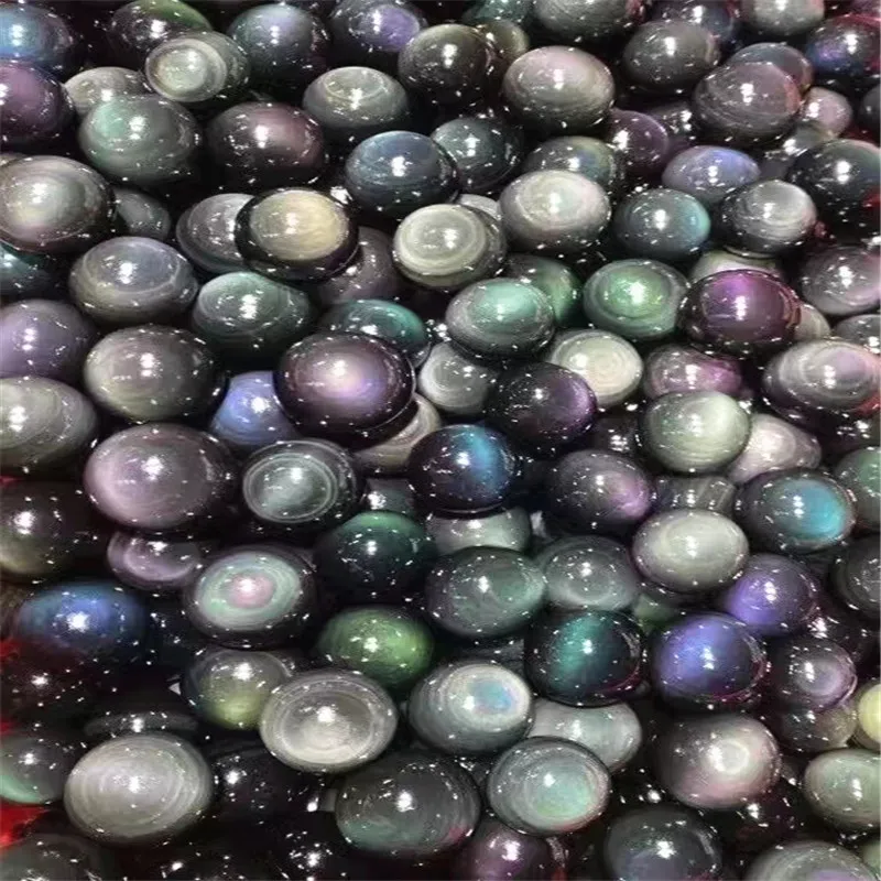 

AAAAA+ RAINBOW !! NATURAL Cats Eye Obsidian QUARTZ CRYSTAL Sphere Ball RARE