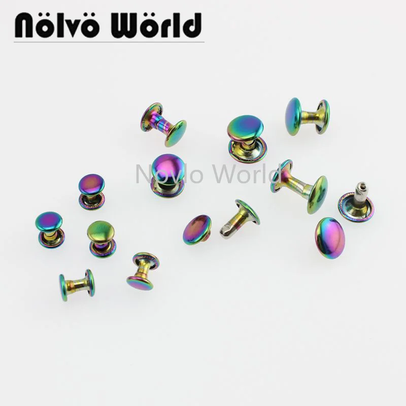 

Rainbow Leather Craft Solid Nail Bolt Bookkeeping Round Head Screws Strap Rivets Screw for Luggage Craft Clothes Bag Shoes