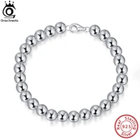 orsa jewels italian handmade 925 sterling silver 6mm bead ball strand chain bracelet for women men fashion punk jewelry sb103