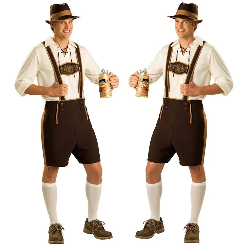Фото Костюм для косплея Октоберфест Lederhosen, баварский Октоберфест, пивной фестиваль, костюмы для косплея, Хэллоуин для мальчиков, пивной костюм №1