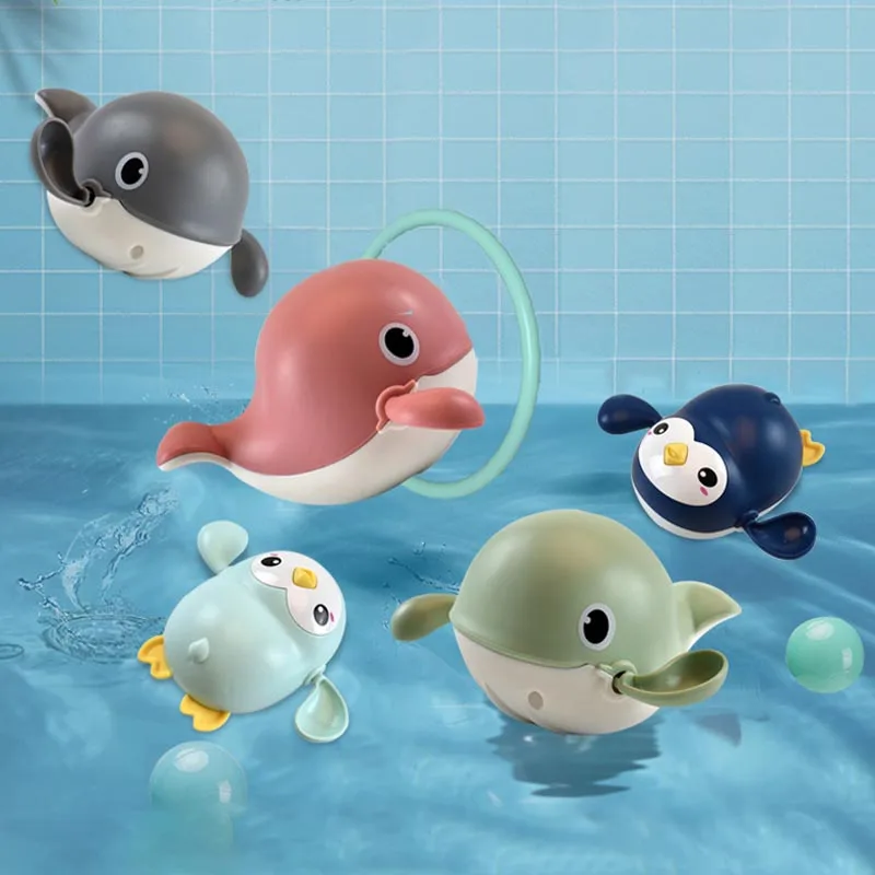 

The New Puzzle Bathroom Bath Shower Baby Clockwork Lovely Duckling Swimming Children Play In The Water Bath Tub Toys Children