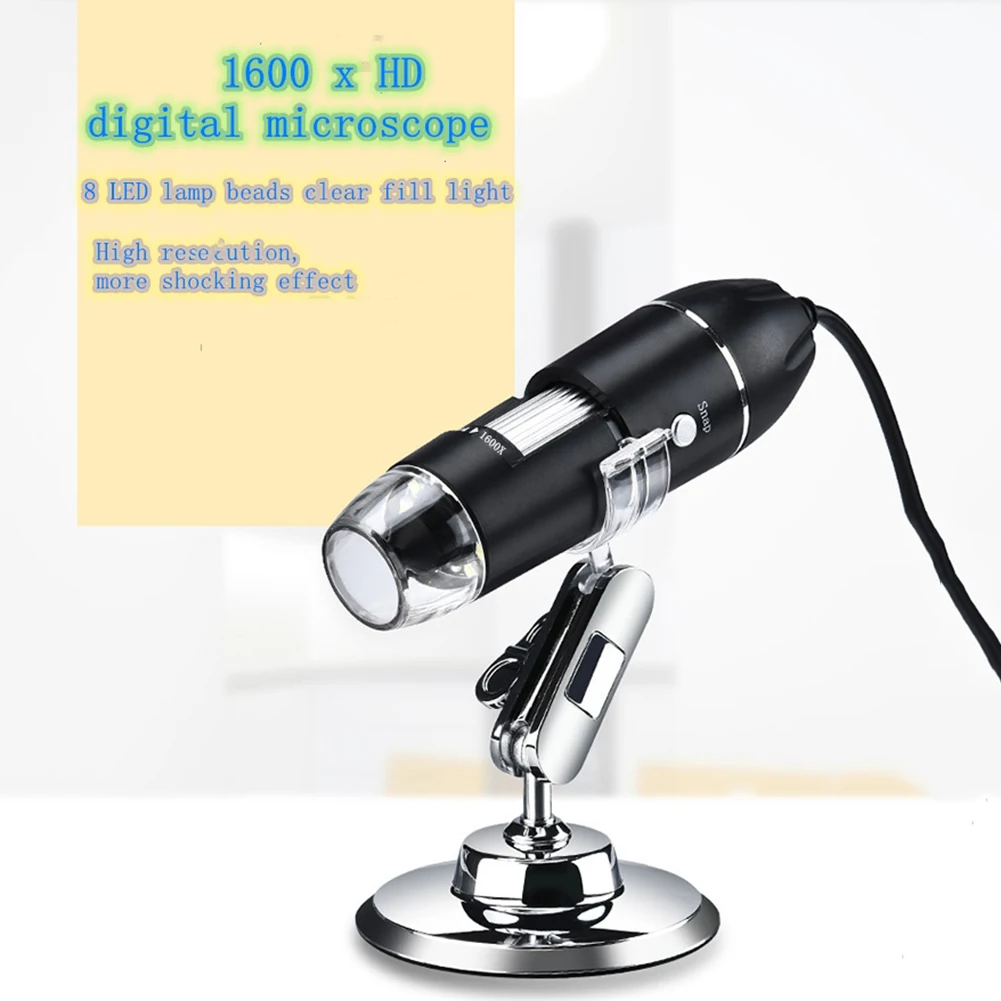 

Цифровой микроскоп, ручной электронный микроскоп с 8 светодиодами и зумом, USB, 1600 крат
