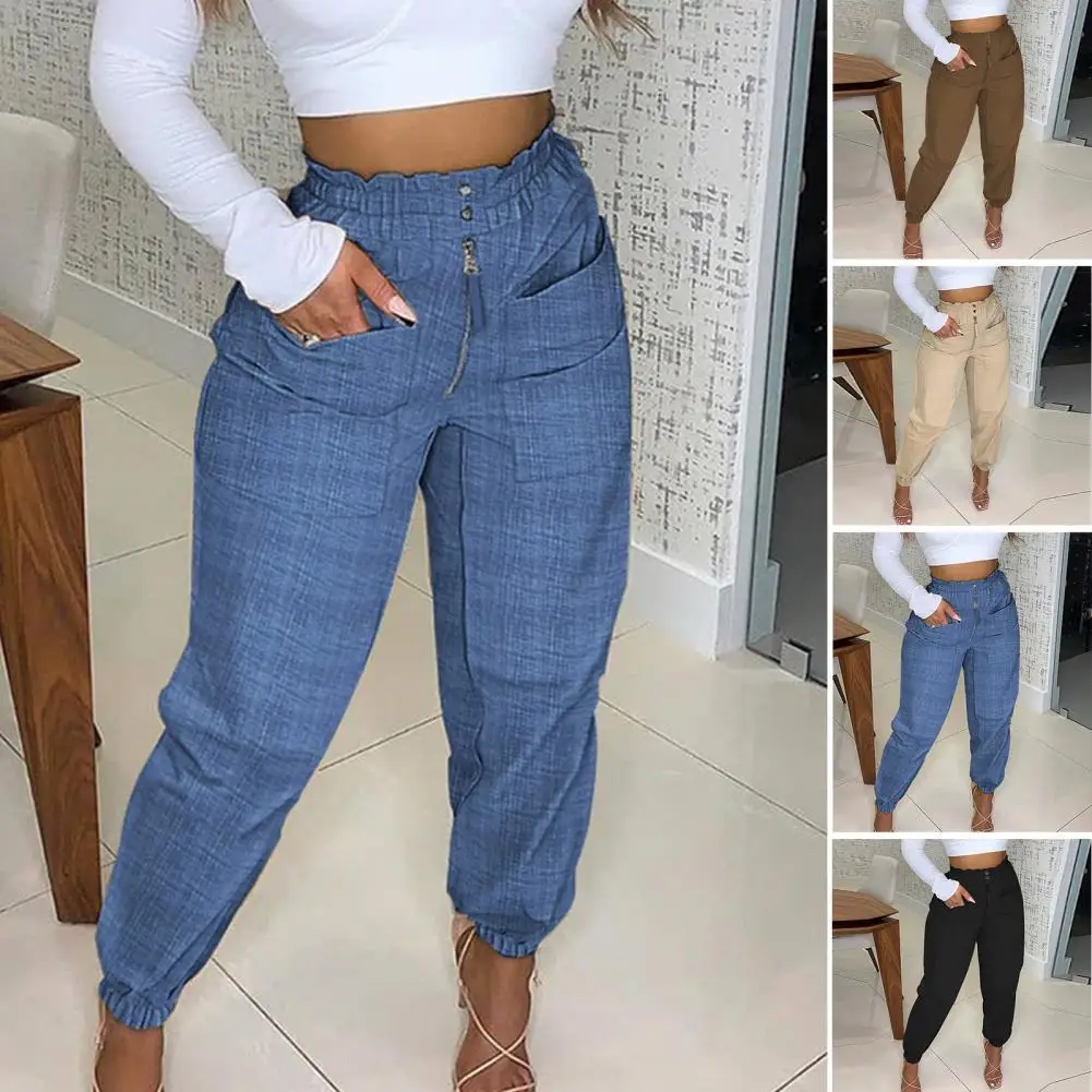 

Casual Women Pants High Waist Pencil Pants Trousers Pockets Fashion Streetwear Zipper Trousers pantalones de mujer cargo pants