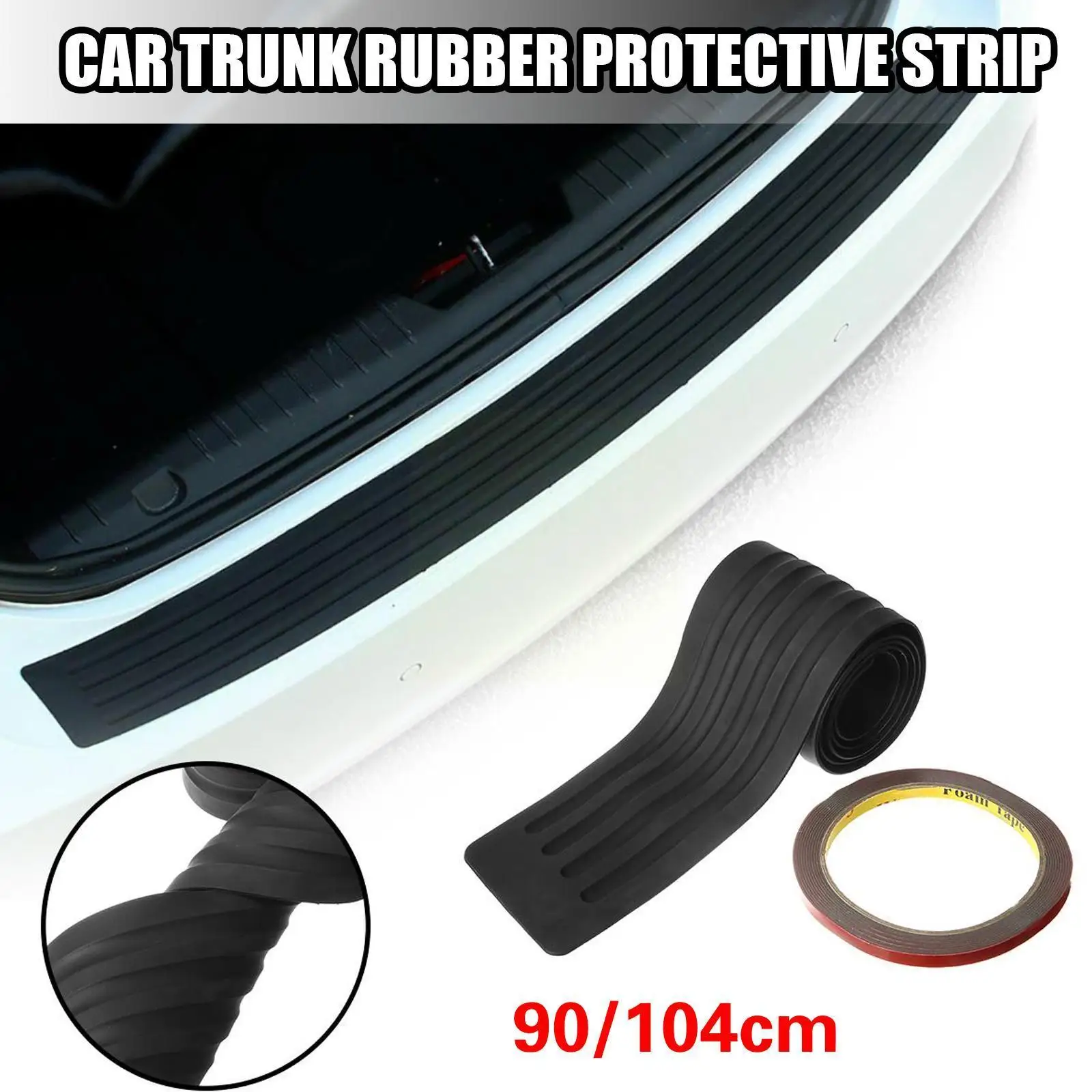 

Universele 90/104cm Kofferbak Instaplijsten Plaat Protector Trim Achterbumper Rubber Stylin Strip Cover Mouldings Auto Pad V9m2