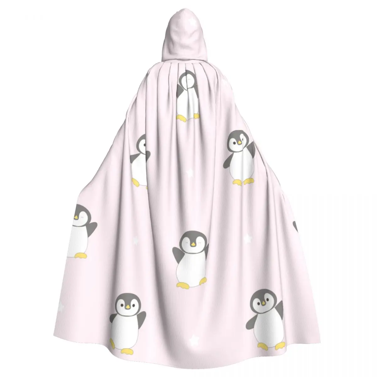 

Adult Cloak Cape Hooded Cute Cartoon Penguin With Pastel Pink Medieval Costume Witch Wicca Vampire Elf Purim Carnival Party