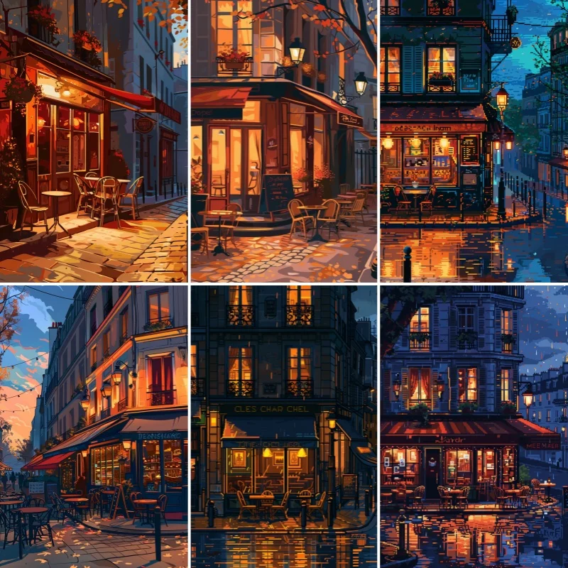 Набор для алмазной вышивки сделай сам мозаика уличный закат в горошек взрослых