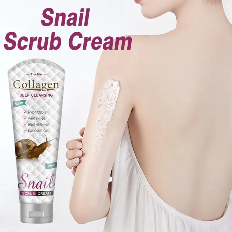 

150g Snail Scrub Cream Body Collagen Hydrating Brighten Skin Tone Deep Cleansing Smooth Moisturizing Whitening Exfoliator Gel