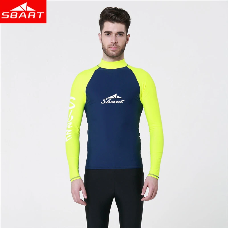 

SBART Long Sleeve Rashguards Swim Shirts Men Summer Anti UV Quick Dry Surf Rash Guards Shirt UPF 50+ Scuba Diving Suits T-Shirts