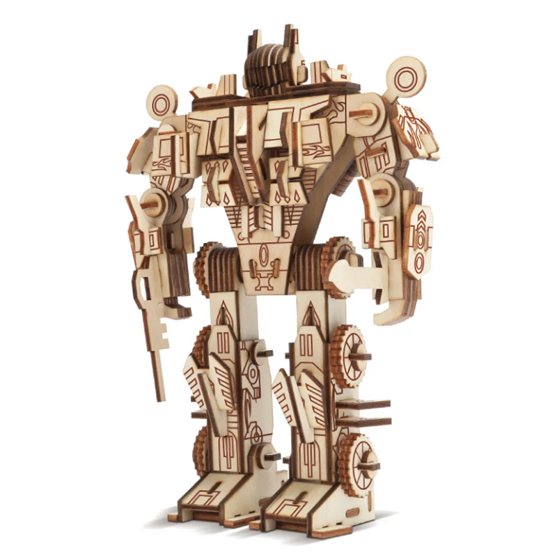 

3D Wooden Puzzles Laser Cutting Robot Model Jigsaw Educational Toys For Children Kids DIY Adults Indoor Handmade Games