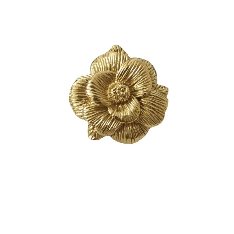 Современные ручки в форме розы золотые Твердые Латунные Ручки для дверей шкафов