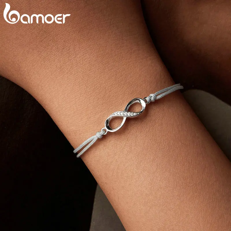 Bamoer 100% стерлингового серебра 925 пробы браслет Бесконечная любовь оригинальный