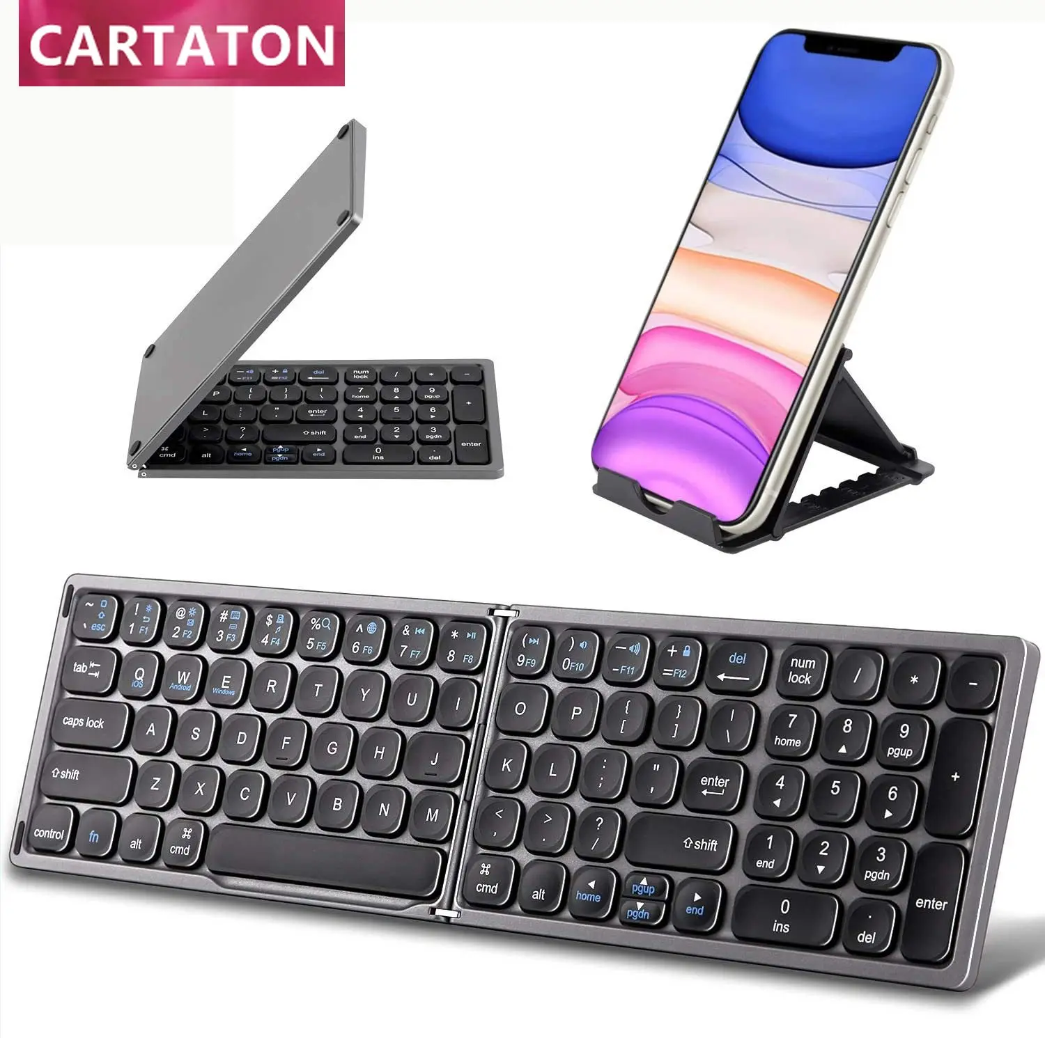 ABS полноразмерная портативная карманная Складная bluetooth-клавиатура для мобильного телефона