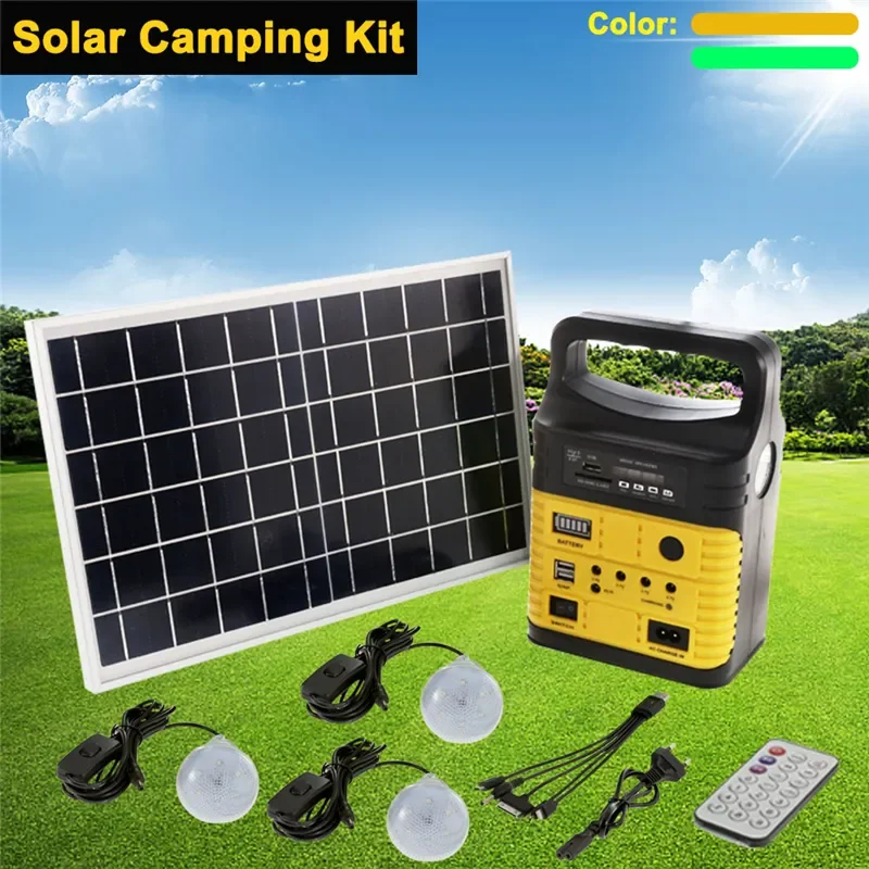 

1 Set 10W Portable Solar Generator Outdoor Power Mini DC Solar Panel 6V-9Ah Lead-acid Battery Charging LED Lighting System