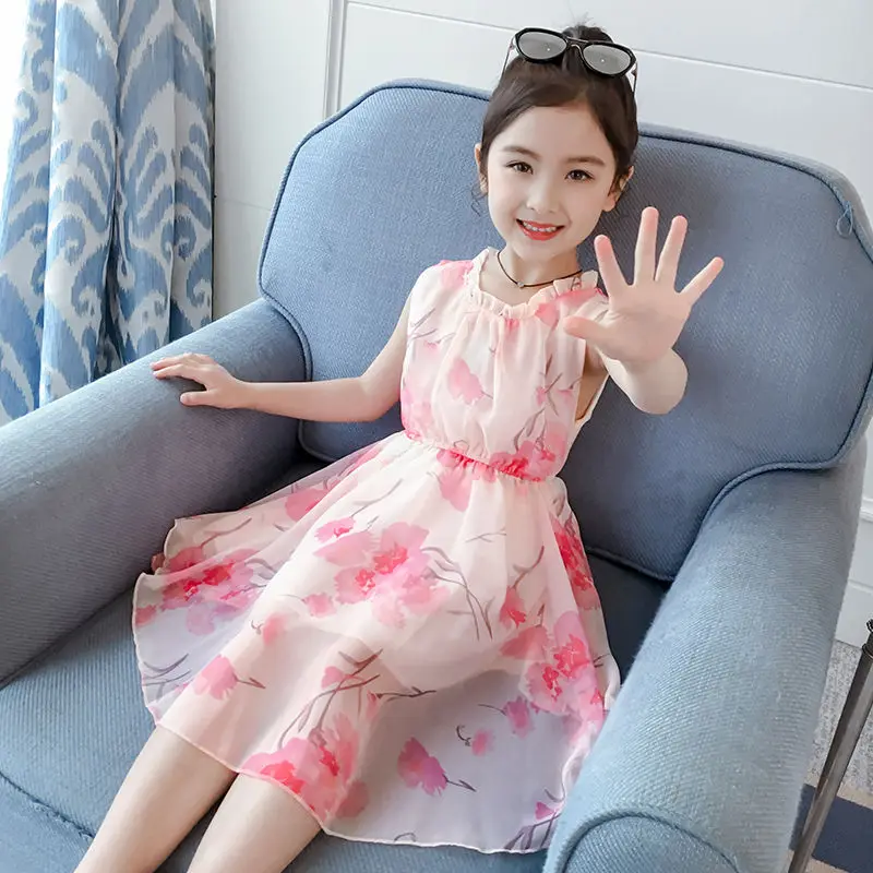 

2022 Girls Summer Polka Dot Dress Girl Children's Chiffon Princess Dresses Western Style Kids Clothes Bow Lapel Dignified Dress
