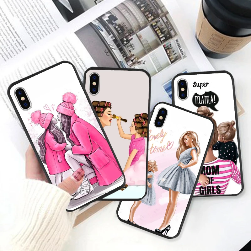 

Mom of Girls Hard Phone Case For Iphone 13 12 Mini 11 Pro Max XS Mobile Shell 7 8 6 Plus X XR 6S 5S SE Mother and Daughter Cover