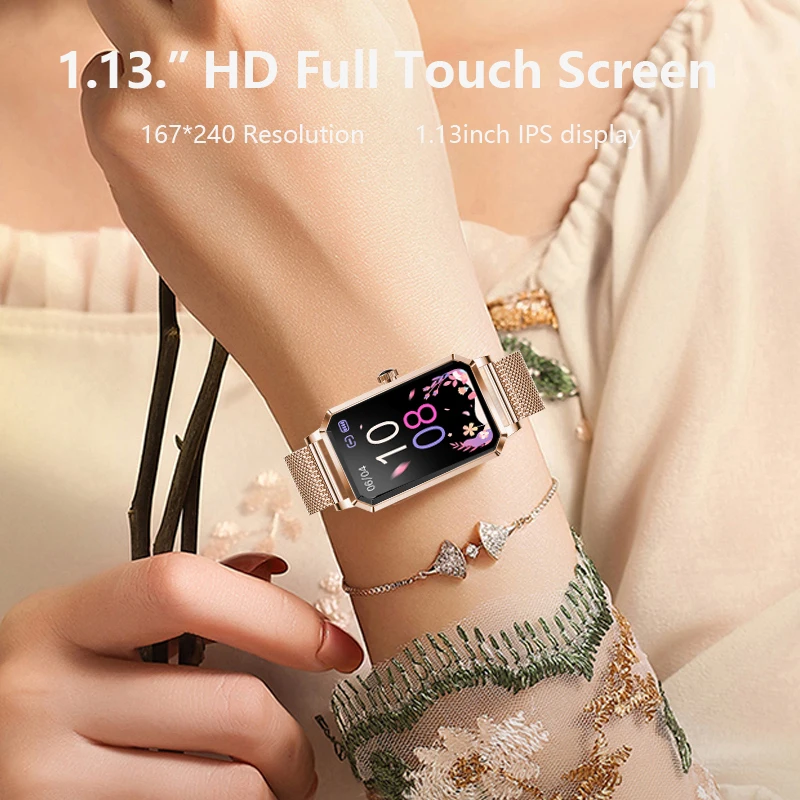 

YHPIN Luxury Women Smart Watch Custom Dial IP68 Waterproof Heart Rate Monitor Smartwatch ladies Lovely Bracelet For IOS Android