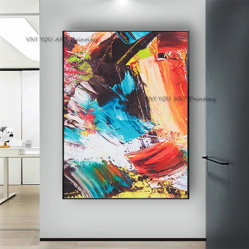 

Handmade Wall Art Painting Modern Abstract Room Art Porch Decor Canvas Colorful Oil Painting Large-size Mural Picture Brush Draw