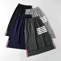 womens tb skirt package skirt split knitted skirt womens mid length high waisted front short back irregular skirt