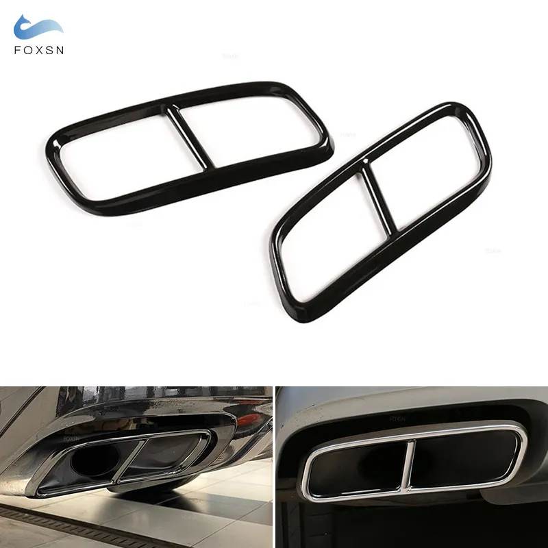 

For Audi Q7 2016 2017 2018 Car Stainless Steel Glossy Black/Chrome Tail Muffler Exhaust Pipe Output Cover Car Accessories Trim