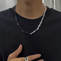 hip hop trend punk style thorns collarbone chain geometric black and white necklace gift for male fashion all match accessories