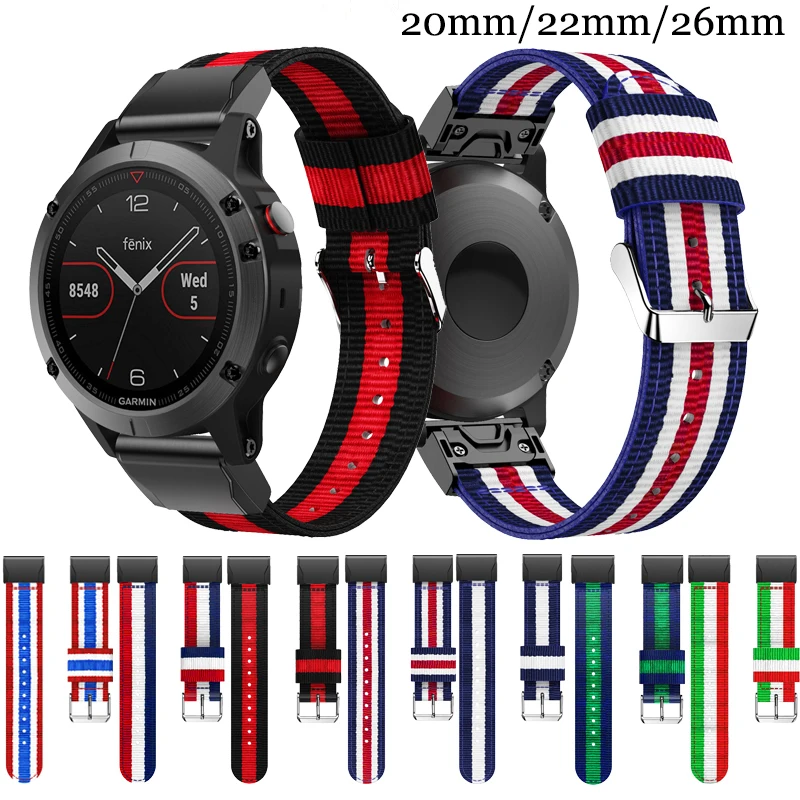 

Нейлоновый холщовый ремешок для Garmin Fenix 6X 6 6S Pro 5X 5 5Plus 3HR Forerunner 935, металлический простой в использовании быстросъемный Wirstband Correa