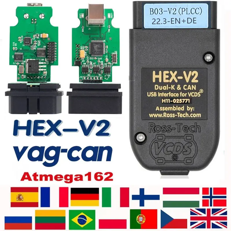 

2022 Latest VersionVAGCOM 22.3 OBD Scanners HEX V2 Interface FOR VW AUDI Skoda Seat VAG 22.3 English French ATMEGA162 Diagnostic