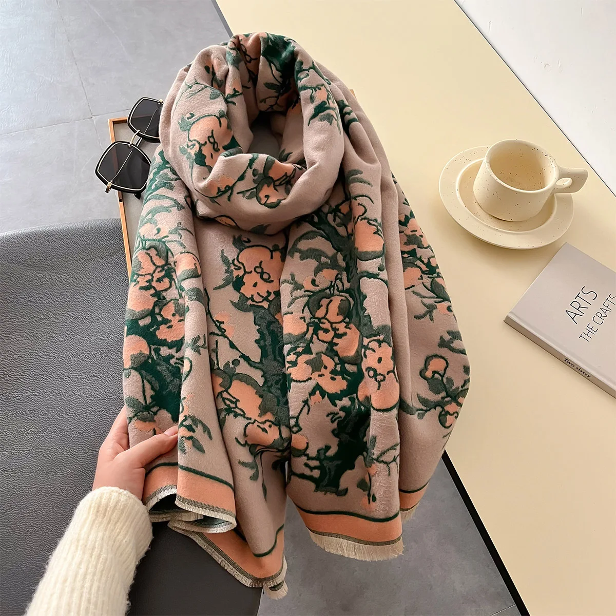 Осенне-зимний шарф женский уличный теплый большого размера толстая шаль с