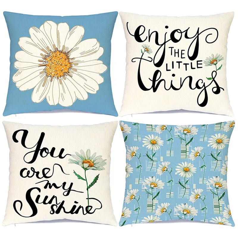 

Spring Pillow Covers 18X18 Set Of 4 Summer Decor Farmhouse Throw Pillows Covers For Outdoor Home Decor Couch Sofa Bed