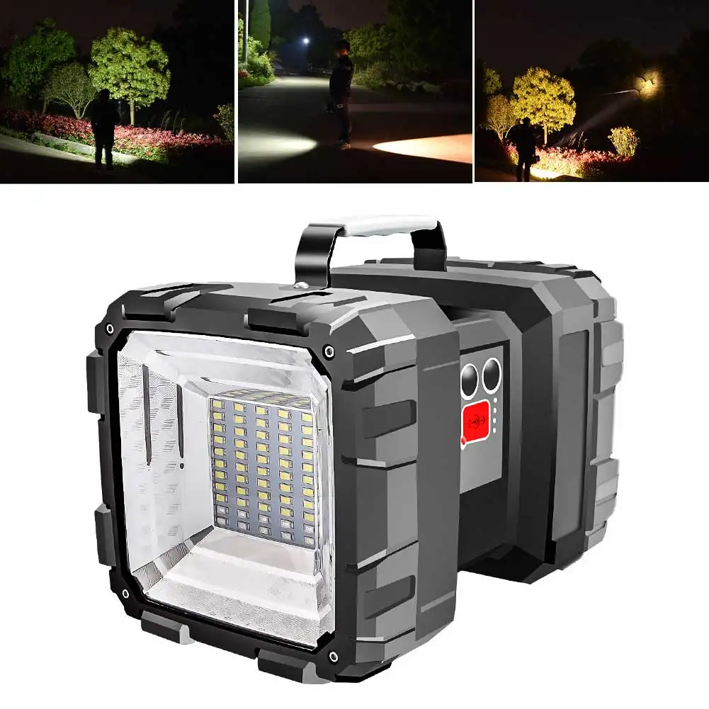 

Led Flashlight Spotlight Super Bright Power Bank Torch Powerful With Handle USB Rechargeable Outdoor Camping Search Waterproof