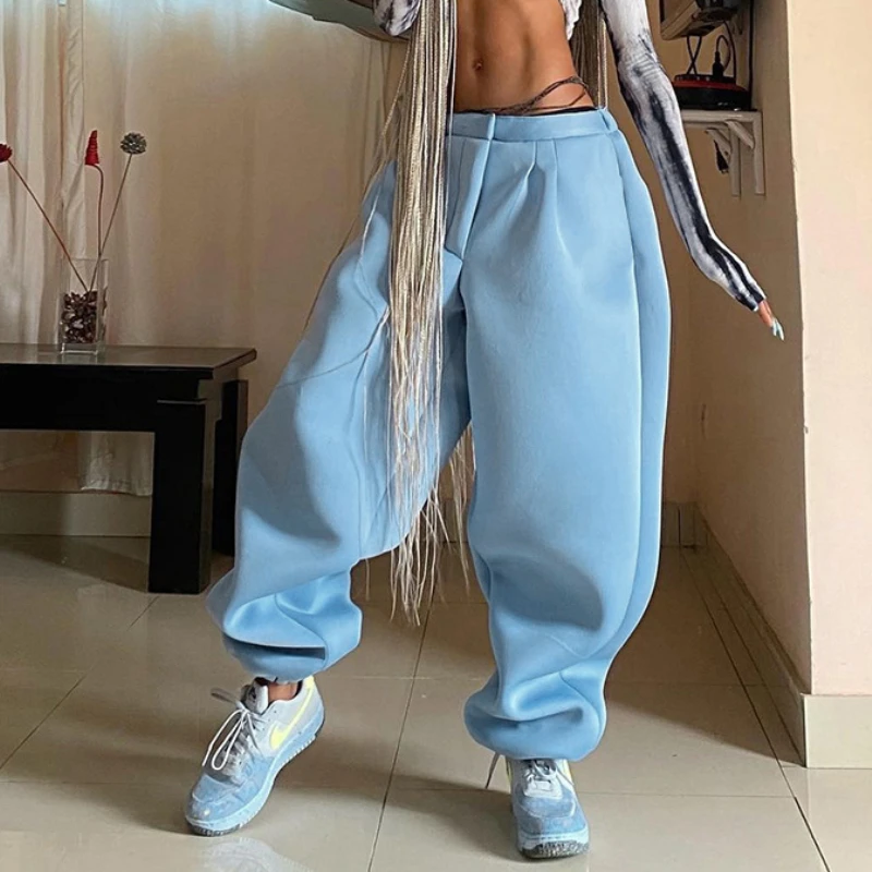 Wide Leg Casual Trousers Streetwear Loose Comfortable Chic Sprot Pant 2022 Spring Autumn Fashion Solid Women Punk Sweat Pants