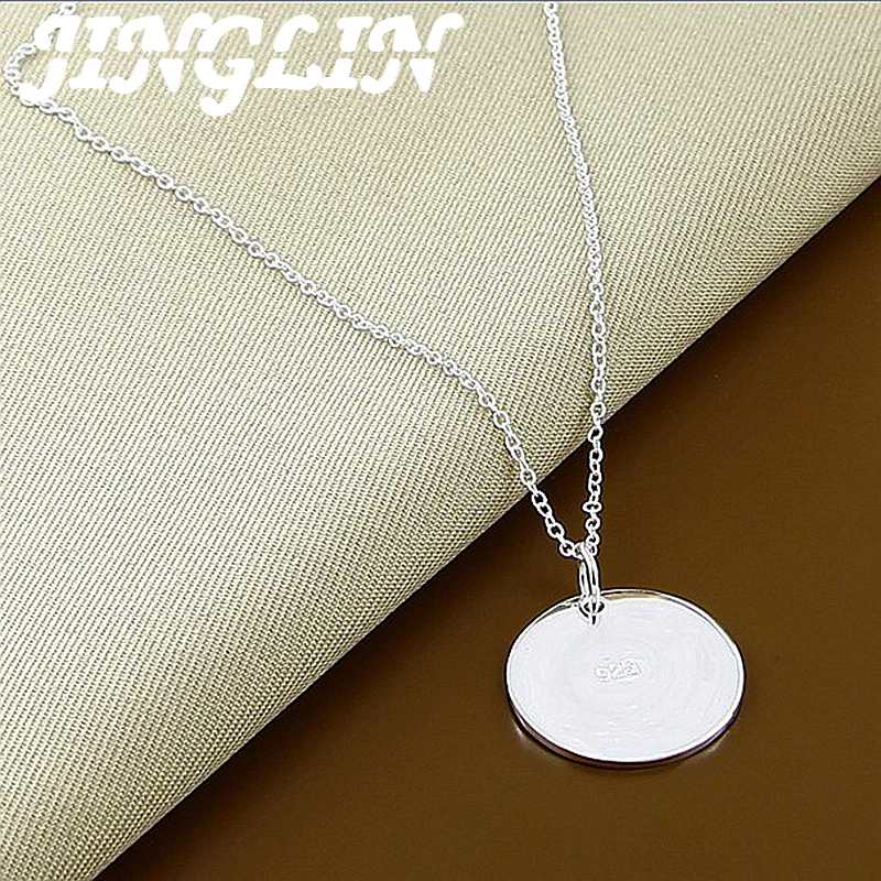 JINGLIN Hot Selling Silver Necklace Fashion Round Pendant Necklace For Women Men Sterling Silver Jewelry