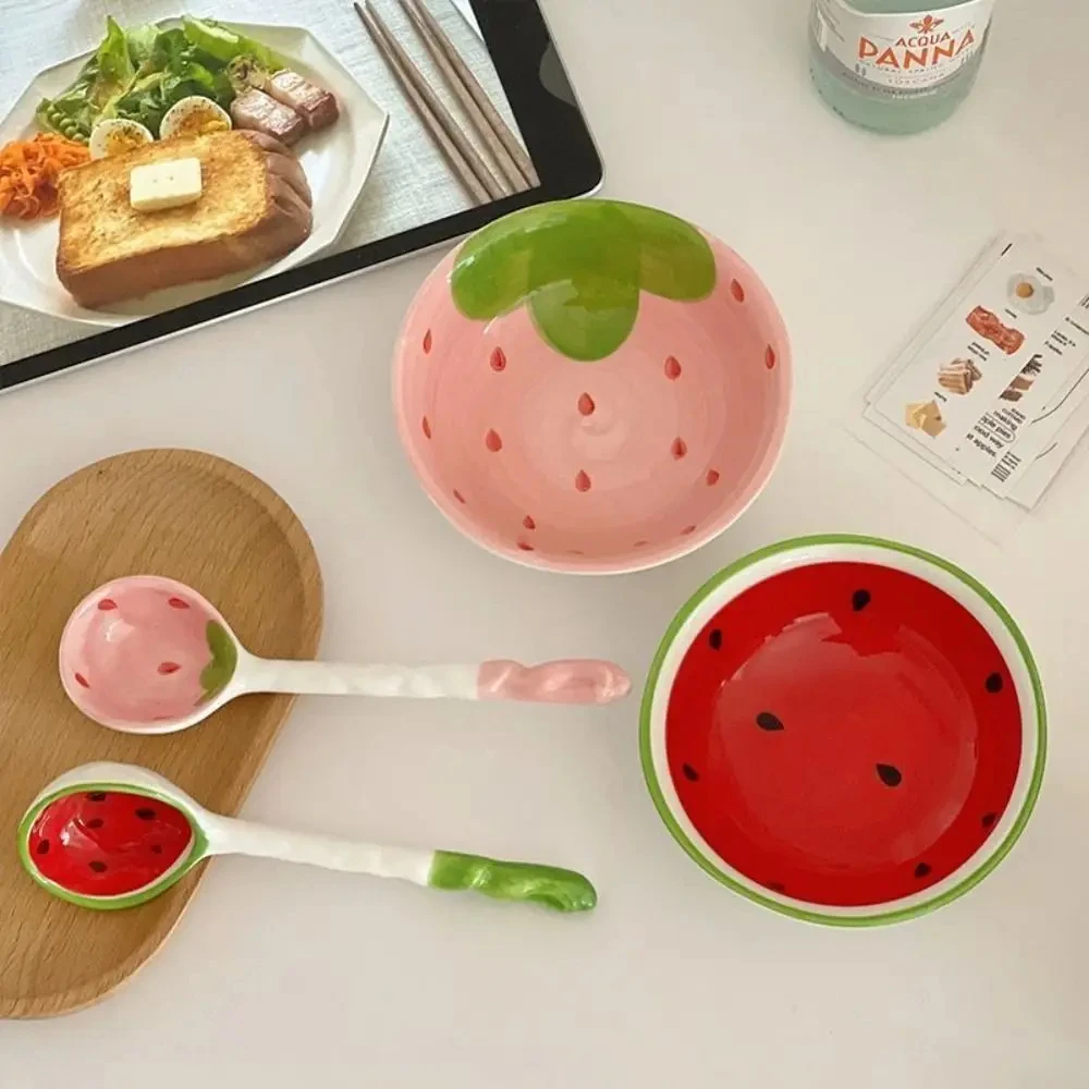 Детская милая искусственная ложка столовая посуда Большая керамическая для