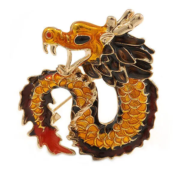 

New Creative Alloy Dripping Glaze Zodiac Dragon Brooch for Men Animal Corsage Clothing Pins Accessory